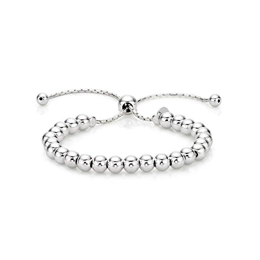 Diamond Treats Silverarmband för damer, 925 sterling silver modernt italienskt designbollarmband. Detta helt justerbara damarmband är den perfekta smyckesgåvan för kvinnor., Sterlingsilver, Ingen sten