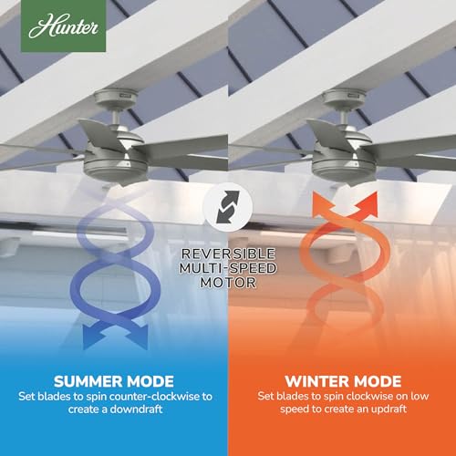 Image of Hunter Jetty, Outdoor or Indoor, Ceiling Fan, 52 inch, Matte Silver