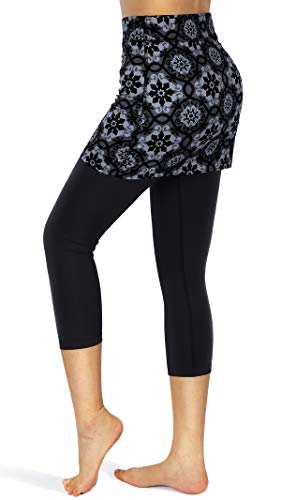 image for Kimmery Tennis Skirts for Women, Breathable Elastic Waist Capri Leggin