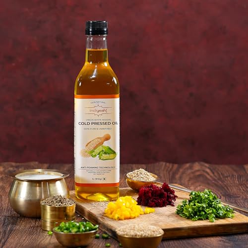 Image of Indiyeah Cold Pressed White Sesame Oil - 100% Pure and Unrefined, Naturally Cholesterol-Free | Enriched with Vitamin E and K | Rich Aroma & Flavor of Real Sesame Seeds | No Foaming | Ideal for Daily Cooking and Multipurpose Usage | A1 Grade Sesame Seeds | Cold pressed Gingerly Oil | Til Ka Tel |Purity in Every Drop | Heart-Healthy Cooking Oil | (2L PET, 1, count)