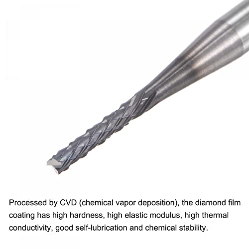 Image of uxcell End Mill CNC Router Bits, 1.4mm x 8mm 1 /8 inch Shank Diamond Film Coated Carbide Engraving Bit Milling Cutter Left Hand for PCB Plastic Fiber Wood 5pcs