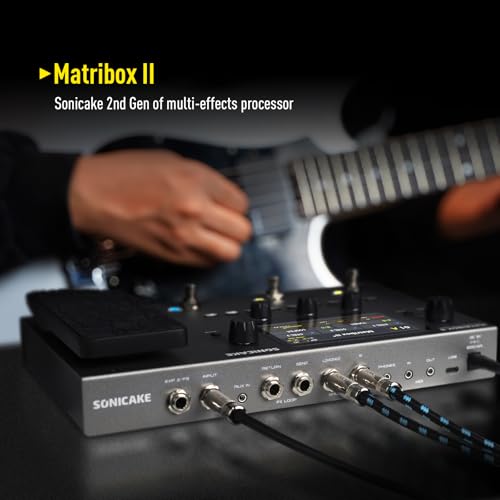 Image of SONICAKE QME-100 Matribox II Guitar Effect Pedal Multi-Effects Processor with Expression Pedal Guitar Bass Amp Modelling IR Cabinets Simulation FX Loop MIDI Stereo OTG USB Audio Interface