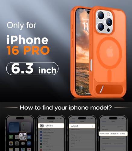 Image of Magnetic Compatible with iPhone 16 Pro Case, [Built-in Invisible Kickstand][Compatible with MagSafe][Military Grade Shockproof] Slim Translucent Matte Phone Case for iPhone 16 Pro 6.3 inch