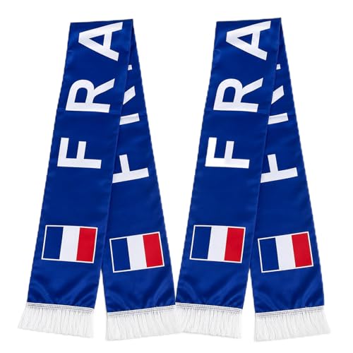 HOMAVEL 2 Pcs Écharpe France Foot 2026 Supporter Tricolore Coupe Monde - Écharpe Foot aux Couleurs Bleu Blanc Rouge - Accessoire Fan Équipe de France pour...