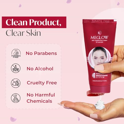 Image of Meglow by Leeford Skin Brightening Moisturizer Cream for Women, Pack of 2 (50g each)
