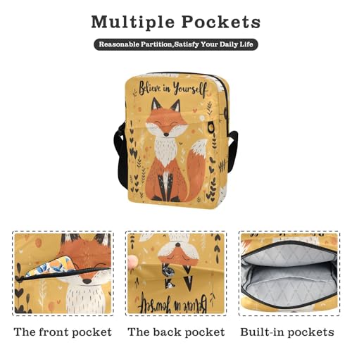 Believe in Yourself Fox messenger bag cute crossbody bag men Womens Cross Body Purse Adjustable Strap for outdoor sports outdoor sports2