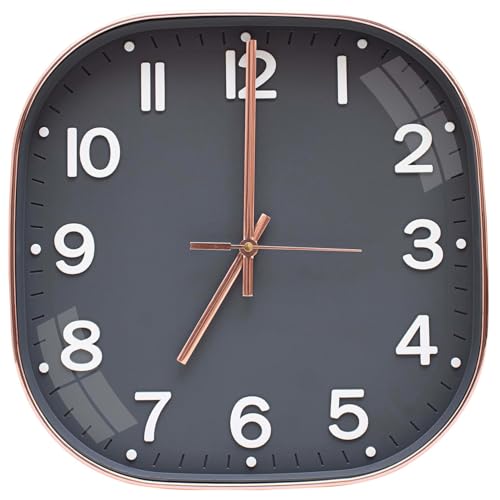 Image of TEKCOOL Plastic Analogue Wall Clock 12 inch Silent Quartz Decorative Wall Clock Non-Ticking Classic Clock Battery Operated Round Easy to Read for Room /Home /Kitchen /Bedroom /Ofice /School.Grey Coper-