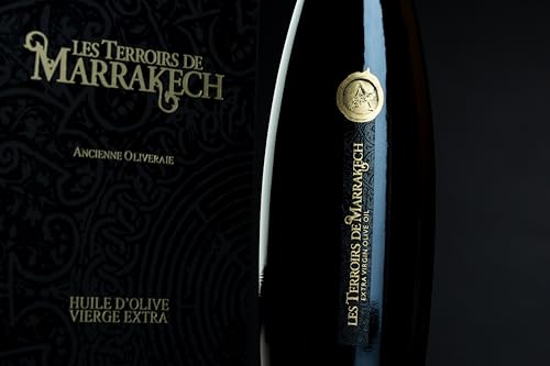 Olive Oil Gift Box of Les Terroirs De Marrakech Extra Virgin Olive Oil, Polyphenol, Rich, Moroccan Cold Pressed EVOO Oil, Keto Organic, USDA Certified, Carbon Neutral, 17 fl oz. Gift Bottle