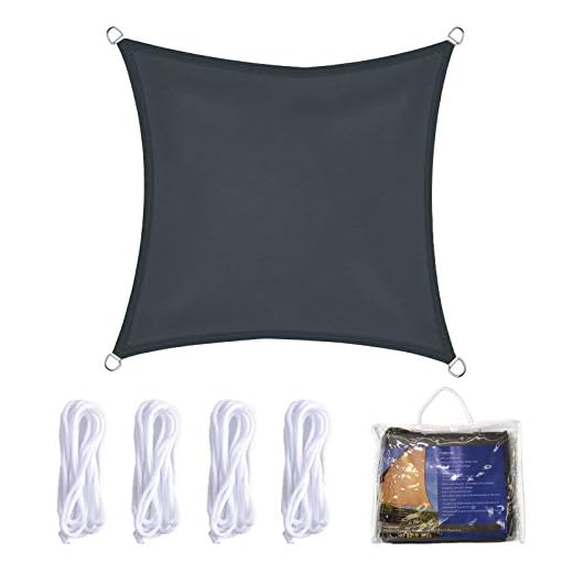 Voile d'Ombrage Rectangulaire 4x4m Tissu Oxford Toile Solaire Protection des Rayons UV à 96% Imperméable et Respirant pour en Plein Air Jardin Camping Terrass, Gris