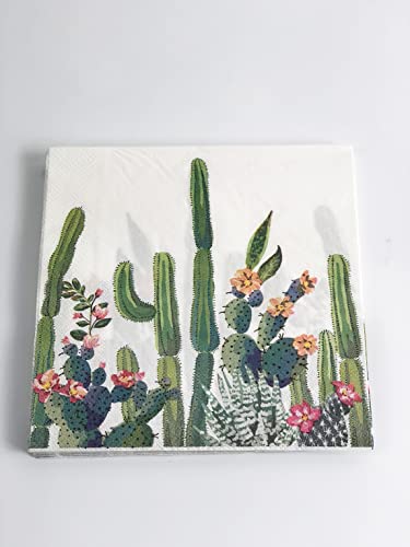 40 Pack Succulent Cactus Paper Napkins for Fiesta Wedding, Party, Birthday, Dinner, Lunch(2-Ply, 6.5 x 6.5 In)