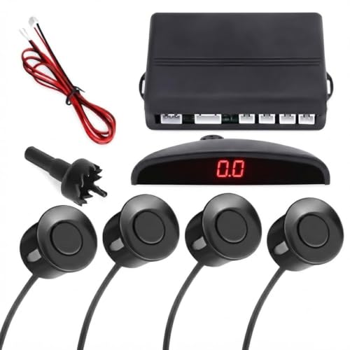 Image of Drumstone 𝟱-𝗬𝗲𝗮𝗿 𝗪𝗮𝗿𝗿𝗮𝗻𝘁𝘆 Universal Car Reverse Parking Sensor System with LED Distance Display, Audible Buzzer Alert & Ultrasonic Object Detection for Safe Parking Assistance