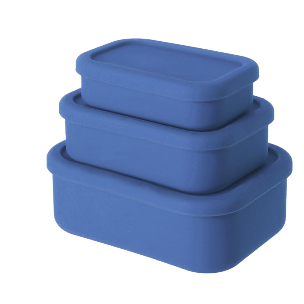 DONGKER Silicone Food Storage Containers,3 PCS 1300/700/300ml Silicone Bento Box with Sealing Slot Design Lid for Soups Sauces Stews Travel Office