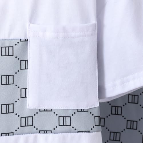 Image of Ayzozuy Boy Clothes Colorblock Top + Drawstring Waist Shorts 2 Pieces Kid Summer Outfits Set