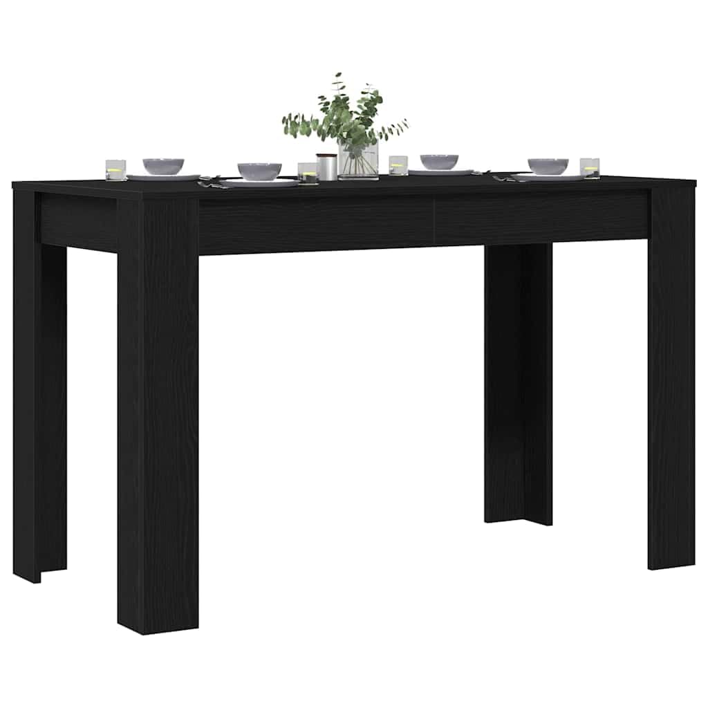 Tavolo da pranzo effetto rovere e nero, 120 x 60 x 76 cm, in legno con piano stabile per cibi e bevande, facile da pulire grazie al panno umido, resistente all'umidità
