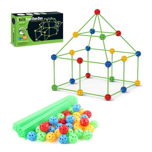 DIY Kinder Baukasten Höhle, 120-teiliges Konstruktionsspielzeug - Nachleuchtendes Bauset für Jungen & Mädchen ab 5 Jahre - Kreatives DIY Spielhaus für Indoor & Outdoor (Zeltstoff)