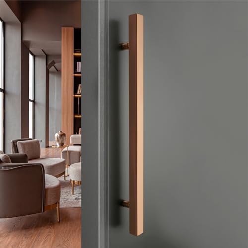 Image of LAPO Stainless Steel Pull Handle for Main Doors | 24 Inch Square Pull Bar for Office Doors | Rose Gold Finish | Fits 30-100mm Door Panels |Designed for Glass & Wooden Doors| 3 Years Warranty