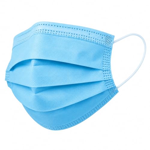 Image of Kausta Disposable 3 Ply Face Mask Pack of 50 | Soft Non-Woven Breathable with Elastic Ear Loops & Adjustable Nose Clip | Comfortable Protection for Daily Use Office & Outdoor | Black, White & Blue