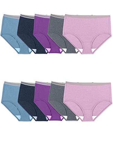 Fruit of the Loom Women s Tag Free Cotton Brief Panties (Regular & Plus Size), Plus Brief-10 Pack-Assorted Heathers, 13