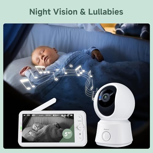 ARENTI 1080P Wi-Fi Smart Baby Monitor with Camera and App,Night Vision,Split Screen,3350mAh Battery,Pan Tilt,Auto Tracking,300m Long Range,Temperature Sensor,Cry&Motion Detection,2 Way Audio