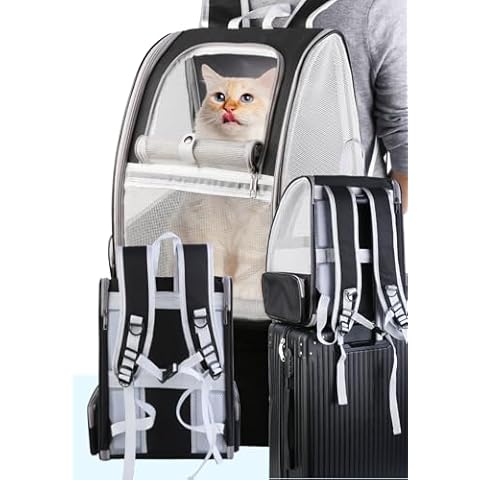 Inspack Cat Carrier, Dog Cat Backpack Carrier for Small Dog Cat, Traveler Bubble Backpack Dog Cat Bag, Breathable Cat Travel Bag Carrier, Foldable Wide View Pet Carriers Backpacks for Hiking, Outdoor Cover