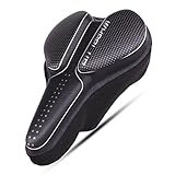 Gel Bike Seat Cover Soft Bicycle Saddle Pad Breathable Cushion Cover Gel Seat for Mountain Road Bike Exercise Bike Outdoor Cycling (Color-Silver)