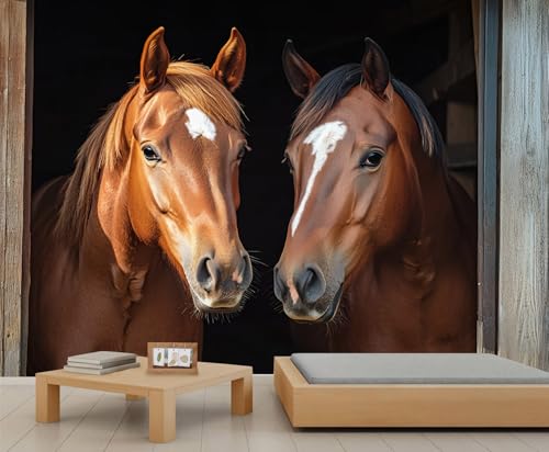 HYGIUID Barn Horse Mural Vintage Horse Wallpaper Farmhouse Wall Mural