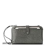 The Sak Iris Smartphone Crossbody Purse - Women's Cellphone Bag & Wallet For Everyday - Convertible Wristlet With Zipper in Slate Leaf Embossed/Leather