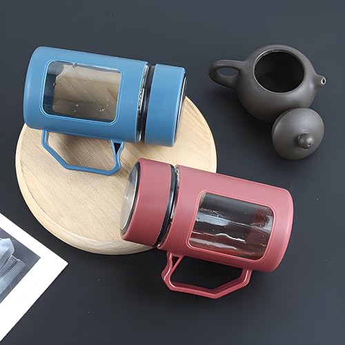 Image of Glass Tea Mug with Handle - 500ml, Set of 1, Portable Loose Leaf Tea Brewer Cup with Leakproof Lid, Heat Resistant Glass Tumbler for Hot & Cold Beverages, Office, Home (Multicolor)