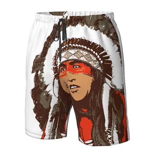 Native Americans and Colours Summer Board Shorts Mens Beach Swim Trunks Casual Swimwear