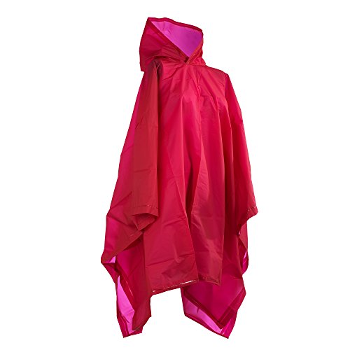 totes Hooded Rain Poncho, Red, One Size