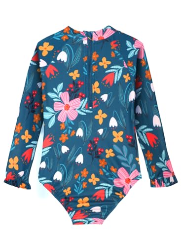Long Sleeve One Piece Ruffle Swimsuit for Toddler Girls Baby Girl Rashguard Shirt with UPF 50+ Sun Protection2