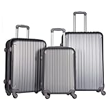 CONJUNTO DE MALA DE VIAGENS FIBRA RÍGIDA ABS 3 PÇS - P/M/G Cor:Prata 8001