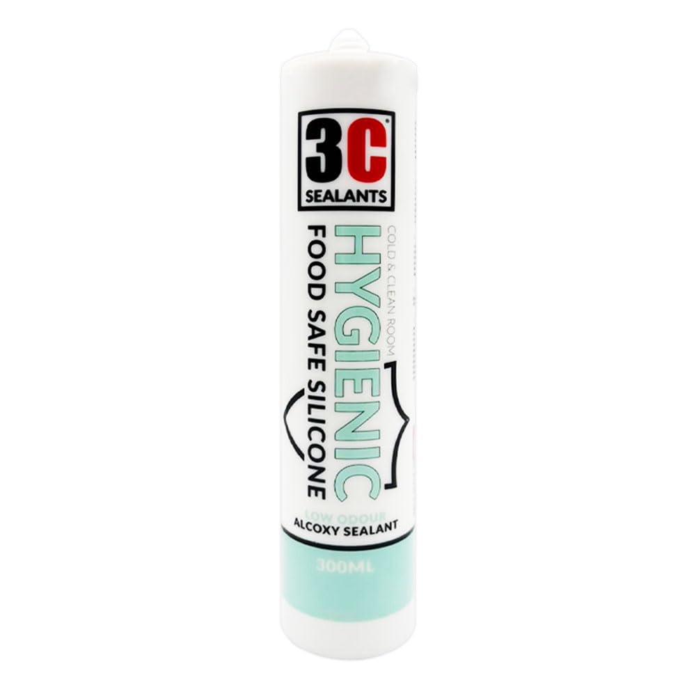 3C Sealants Hygienic Food Safe Silicone Sealant 300ml Transparent - Low Odour, Neutral Curing, Cold & Clean Room, Anti-Mould