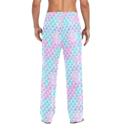 Mermaid Tail Men's Pajamas Pants Cotton Sleep Bottoms Pants Lounge Sleepwear - S3