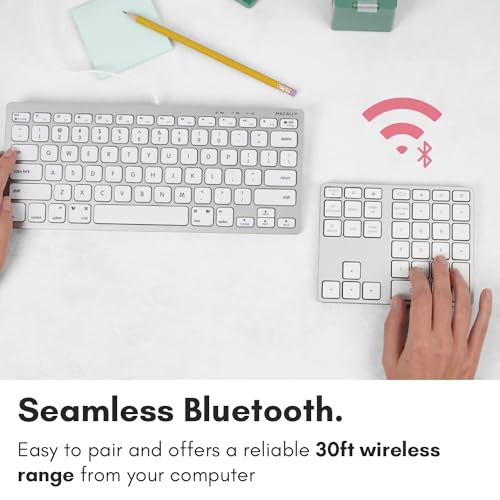 Macally Bluetooth Number Pad for Laptop - Rechargeable Wireless Numeric Keypad - Slim 35 Key Wireless Number Pad for Data Entry, 10 Key Numpad Compatible with Mac, MacBook, iPad, PC Desktop, Windows