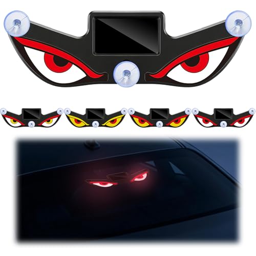 Solar Demon Eye LED Car Window Light, Devil Eyes Lights Dynamic Windshield Ambient Lamp with Vibration & Light Sensor, Waterproo