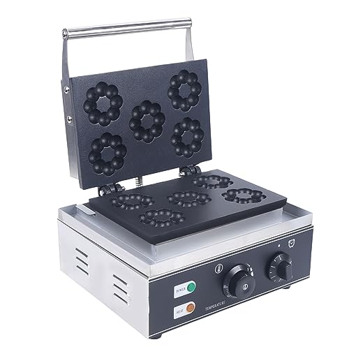 Plum Flower Donut Maker Machine,Commercial Non-stick Waffle Donut Machine,5 Holes Double-Sided Electric Doughnut Maker for Professional Kitchen 1500W 110V