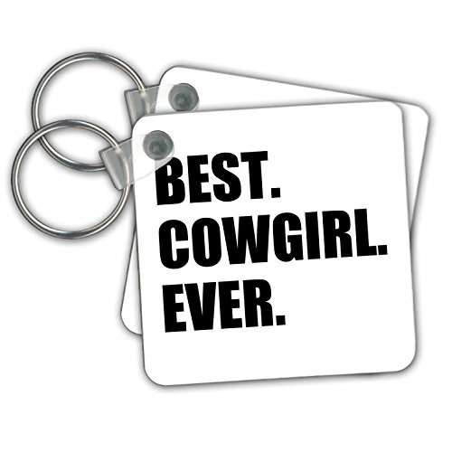 Meilleur Cowgirl jamais porte-clés 5,7x5,7cm texte noir accessoire équestre