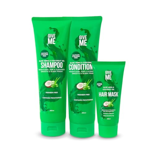 Give Me Cosmetics Hair Care Gift Set, Shampoo and Conditioner, Mask, Aloe Vera Coconut Oil, Silicone Sulphate Free Haircare for Teenage Girls Women