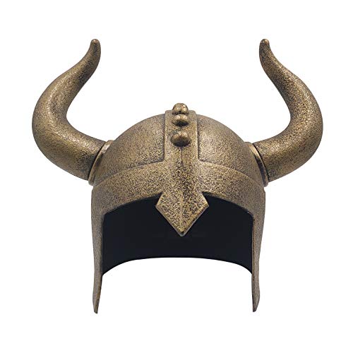 LOOYAR Kids Middle Ages Medieval Viking Age Horned Viking Helmet Berserker Soldier Warrior Costume Hat Sallet Children Toy for Battle Play Halloween Cosplay Bronze
