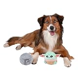 Disney Star Wars JPT1311 Grogu und Mandalorianer Plüschspielzeug für Hunde 2er-Pack – Zwei 9 cm große Plüschspielzeuge mit Quietscher