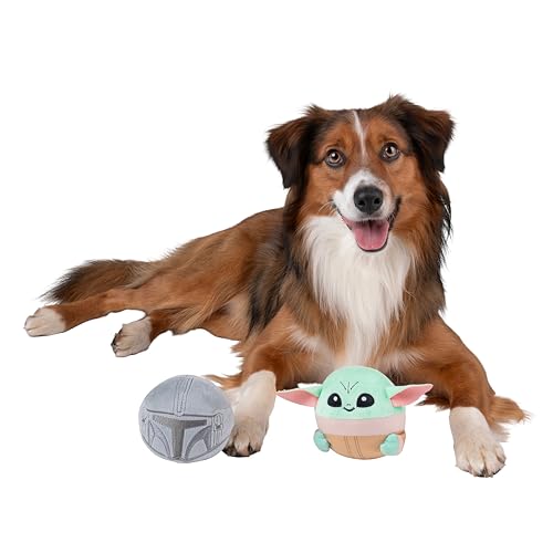 Disney Star Wars JPT1311 Grogu und Mandalorianer Plüschspielzeug für Hunde 2er-Pack – Zwei 9 cm große Plüschspielzeuge mit Quietscher