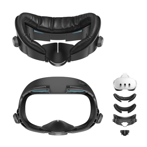 Image of AMVR Upgraded Comfort Face Cover Pad Facial Interface Compatible with Meta /Oculus Quest 3 Accessories, with Knob Adjustable, with PU Face Cushion and Breathable Ice Silk Cotton