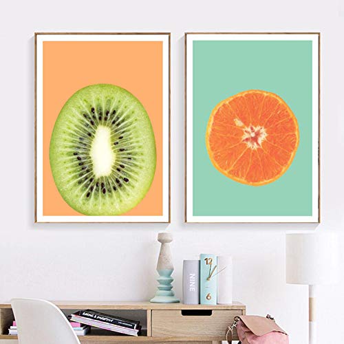 Toile murale fruits kiwi orange pour illuminer une cuisine ou une piece sombre