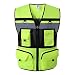 JKSafety 10 Pockets Class 2 High Visible Reflective Safety Vest Zipper Front Large Back Pockets Breathable and Mesh Lining (X-Large, Yellow Black)