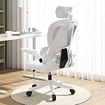 HDHNBA Office Chair Mesh Desk Chair,Ergonomic High-Back Rolling Gaming Work Chairs with Wheels and Adjustable Headrests,Comfortable Flip-up Arms for Home,Bedroom,Study Gaming(White)