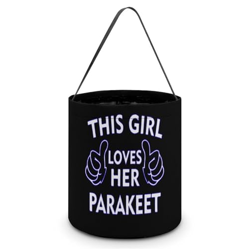 Girl Love Parakeet Cute Easter Basket Bags Eggs Bucket Candy Tote Decorations Gifts Party Storage Bag