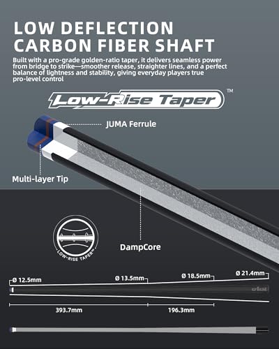 CRICAL Carbon Fiber Pool Cue Set - Low-Deflection Pro Taper Shaft, Adjustable Weight System, Cue Case, Carbon Fiber Extension & Towel Included - Thumbnail 4