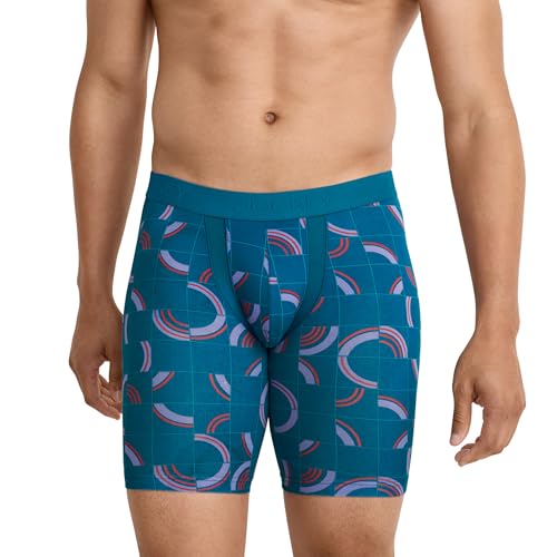 Jockey Men's Underwear Chafe Proof Pouch Cotton Stretch 8.5" Long Leg Boxer Brief - 3 Pack, Future Dusk/Spliced Circles/Ocean Sky, XL2