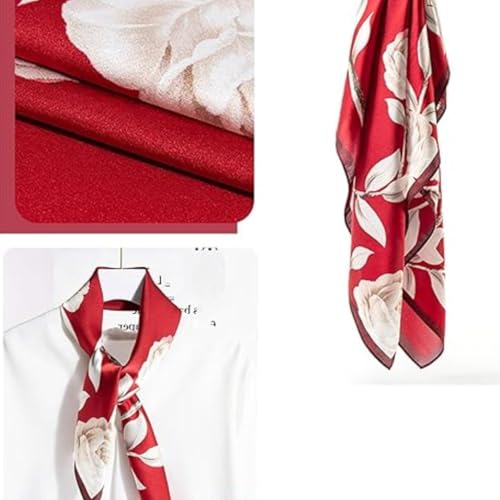 Image of Camellia Scarf for Women Stylish, Versatile Silky-Feel Satin Scarf for Women